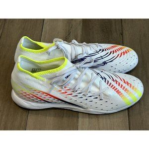 Size 13 Men’s Adidas Predator Edge.3 GV8517 White/Yellow/Blue Indoor Shoes